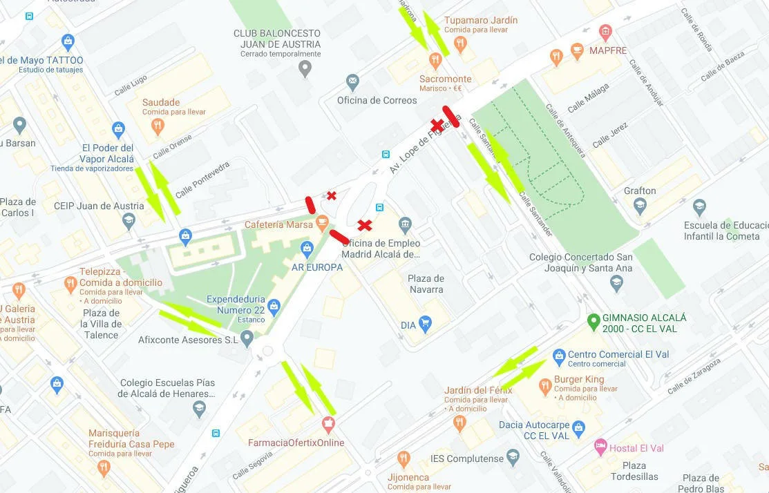 mapa cortes de trafico