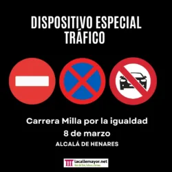 cartel dispositivo de trafico milla por la igualdad