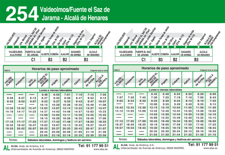 Autobuses interurbanos Alcalá de Henares. Líneas